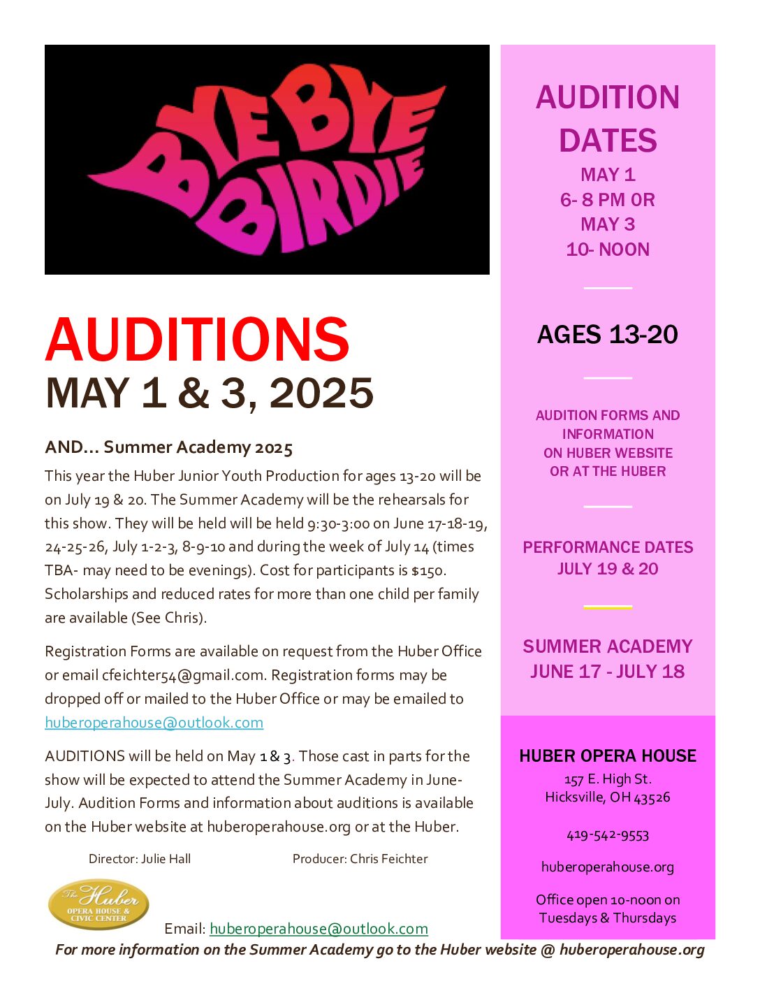 Summer Theater Academy | June 17 – July 18 | click here for more information